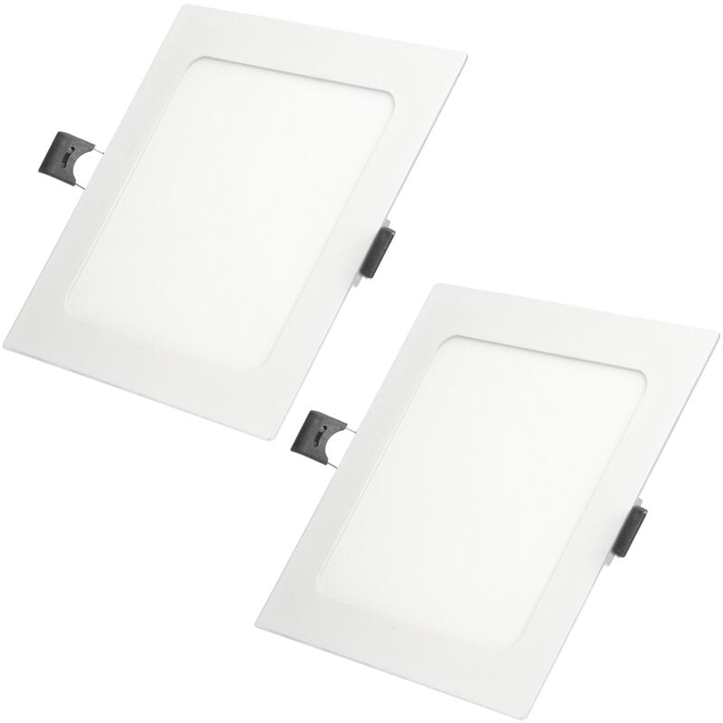

2x Lampara de techo empotrable - cuadrada - 9W - Blanco cálido 3000K - 678 lúmenes Ø22cm - panel extraplano de techo - Ecd Germany