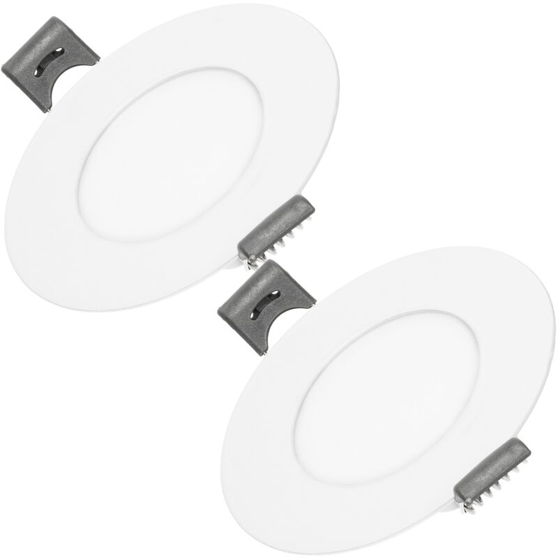 

2x Lámpara de techo empotrable redonda 3W - Blanco cálido - 129 lúmenes Ø8,5cm - panel ultradelgado de techo - Ecd Germany