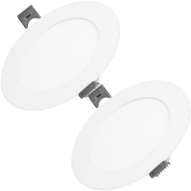 

2x Lámpara de techo empotrable redonda 6W - Blanco cálido 3000K - 312 lúmenes Ø12cm - panel ultradelgado de techo - Ecd Germany