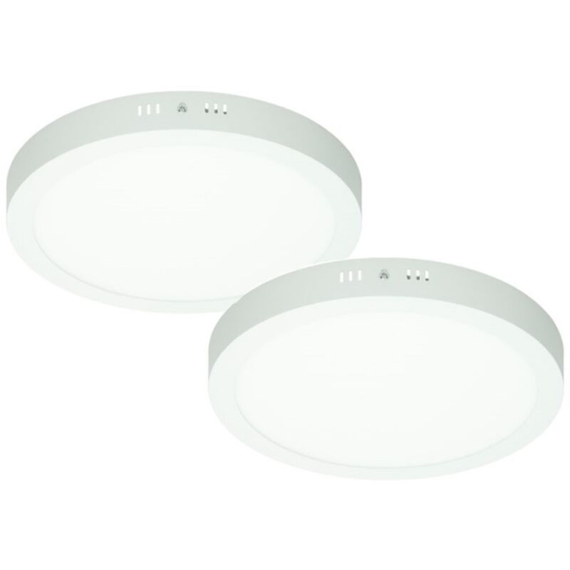 

2x Lámpara de techo LED redonda 18W AC 220-240 V 1121 - Ø 220 mm 160 ° ángulo - Blanco cálido IP53 - 1121 lumens - Ecd Germany