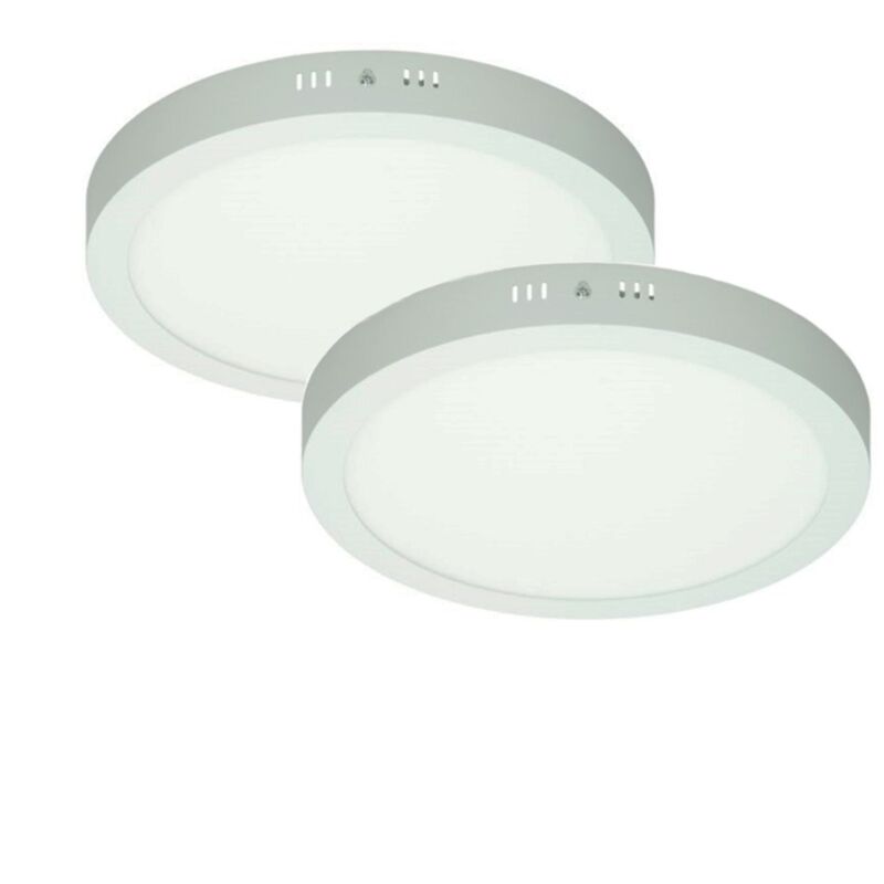 

2x Lámpara de techo LED redonda 24W AC 220-240 V 1723 - Ø 300 mm 160 ° ángulo - Blanco cálido IP53 - 1723 lumens - Ecd Germany