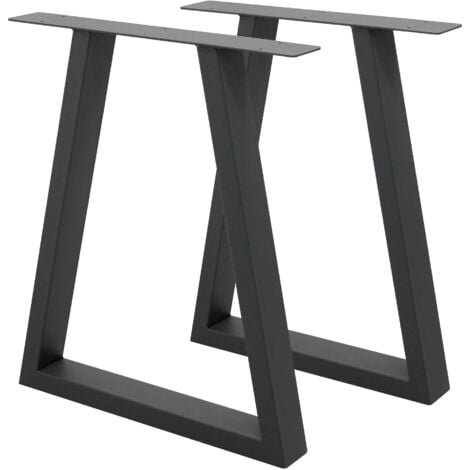 ECD Germany 2x Set de Patas de Mesa Industriales Antracita Pies de Escritorio Banqueta Modernos Estables 60 x 72 cm Trapezoideal Protección Soportes Perfiles de Acero Suelo para Cocina Oficina Comedor