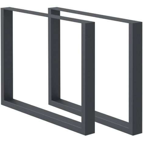 ECD Germany 2x Set de Patas de Mesa Industriales Antracita Pies de Escritorio Banqueta Modernos Estables 90 x 72 cm Armazón con Protección Soportes Perfiles de Acero Suelo para Cocina Oficina Comedor