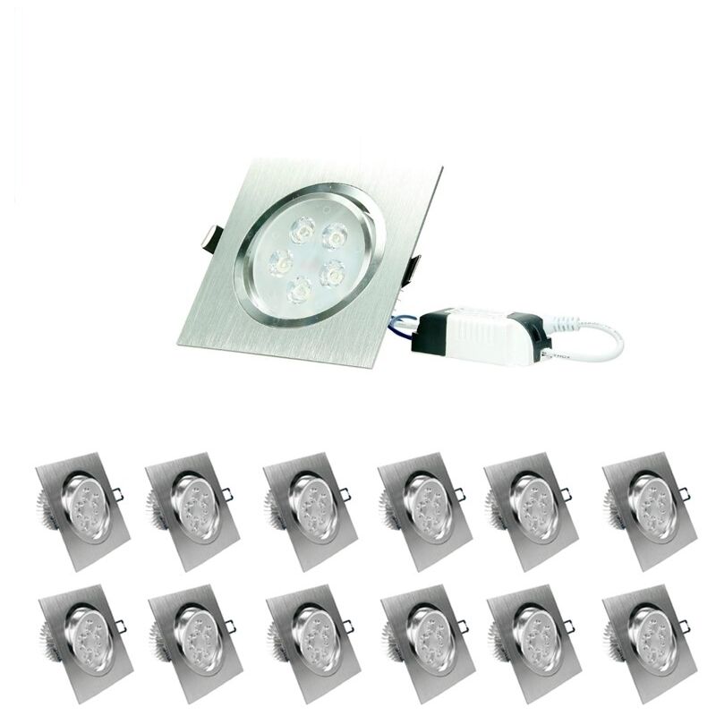 

30 x LED Foco empotrable LED 5W 230V - Regulable - Cuadrado 120 x 120 mm - 339 lúmenes - Blanco cálido 3000K - Giratorio 30 ° - IP44 - Luz empotrada