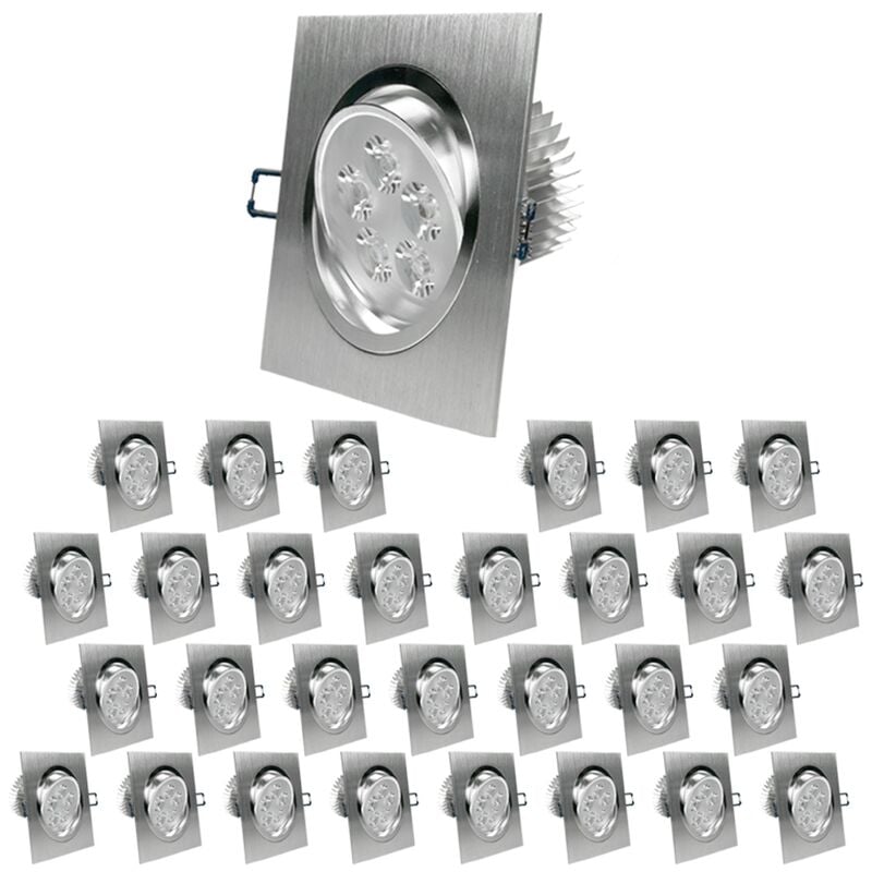 

ECD Germany 30x Bombillas empotrables 5W - Cuadrado - IP44 - 120 x 120 mm - 358 lúmenes - Blanco frío 6000K - Giratorio 30 ° - LED Spot