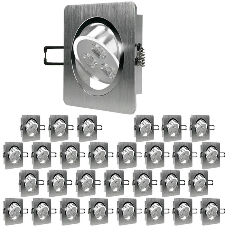 

30x LED Spot 3W 230V - IP44 - Cuadrado 92 x 92 mm - 245 lúmenes - Blanco frío 6000K - Giratorio 30 ° - Blanco frío 6000K - LED empotrable - Ecd