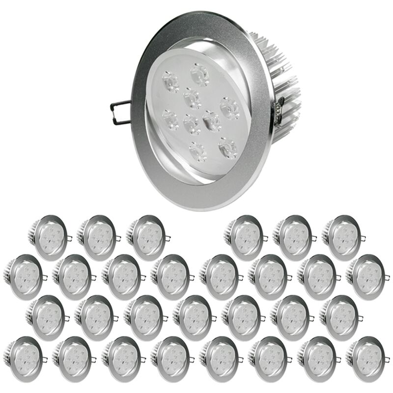 

30x LED Spot regulable 9W 230V - IP44 - Ø13.5cm redondo - 632 lúmenes - Giratorio 30 ° - Blanco cálido 3000K - LED empotrable - Ecd Germany
