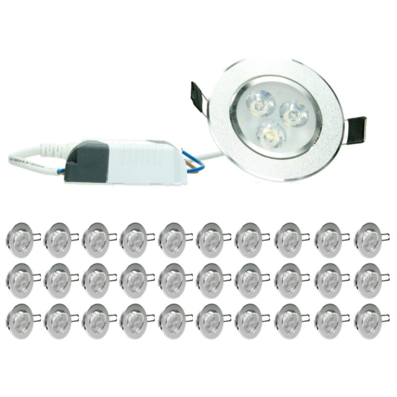 

30xLED Foco LED empotrable - 3W - 220V - 8,5cm aprox.-Lámpara luminosa redonda blanca-300 lúmenes[Clase energética A] - Ecd Germany