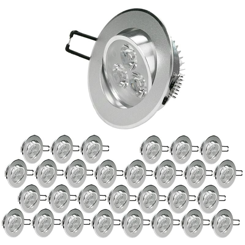 

30xLED Foco LED empotrable - 3W - 230V - 8,2cm aprox.- Blanco frío 6000K- 222 lúmenes-Lámpara Spot[Clase energética A] - Ecd Germany