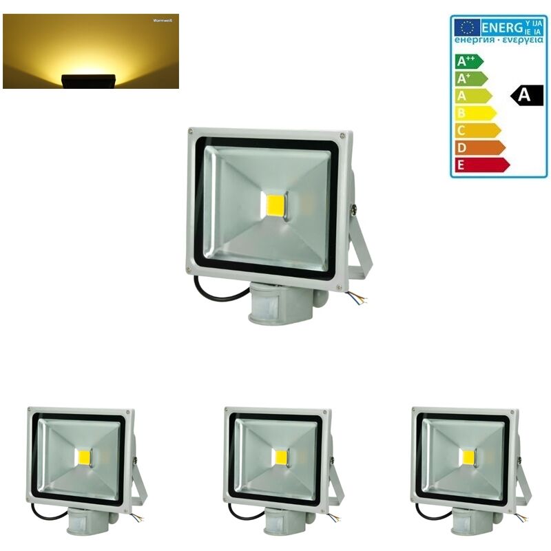 

3x Focos reflectores con sensor de movimiento LED 30W - resistente al agua - 1518 lúmenes - 2800K Blanco cálido - Clase de protección IP65