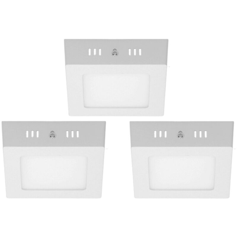 

3 x Luz de techo LED 6W CA 220-240V 374 lúmenes 120 x 120 mm Ángulo 160 ° IP53 Blanco Neutro Angular - Ecd Germany