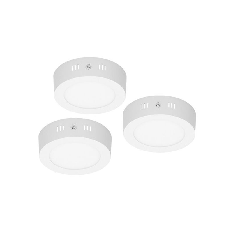 

3x Lámpara de techo LED redonda 6W - Ø 120 mm 160 ° ángulo - Blanco cálido IP53 - 322 lumens Ultrafino - Ecd Germany