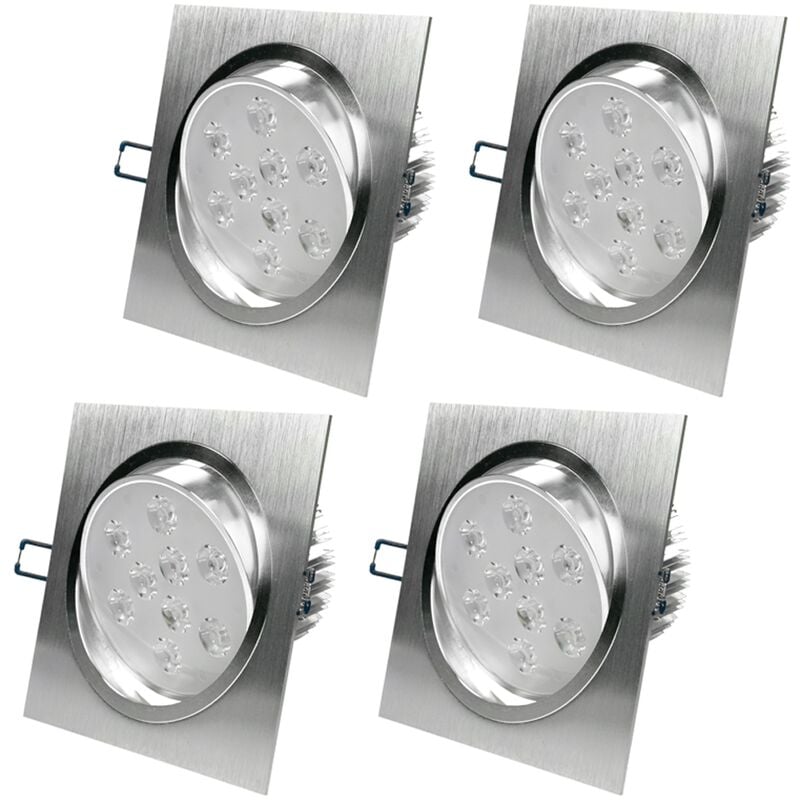 

4-pack 9W 220-240V 14 x 14 cm Proyector empotrable LED REGULABLE 668 Lumen Blanco frío 6000K Foco Proyector - Ecd Germany