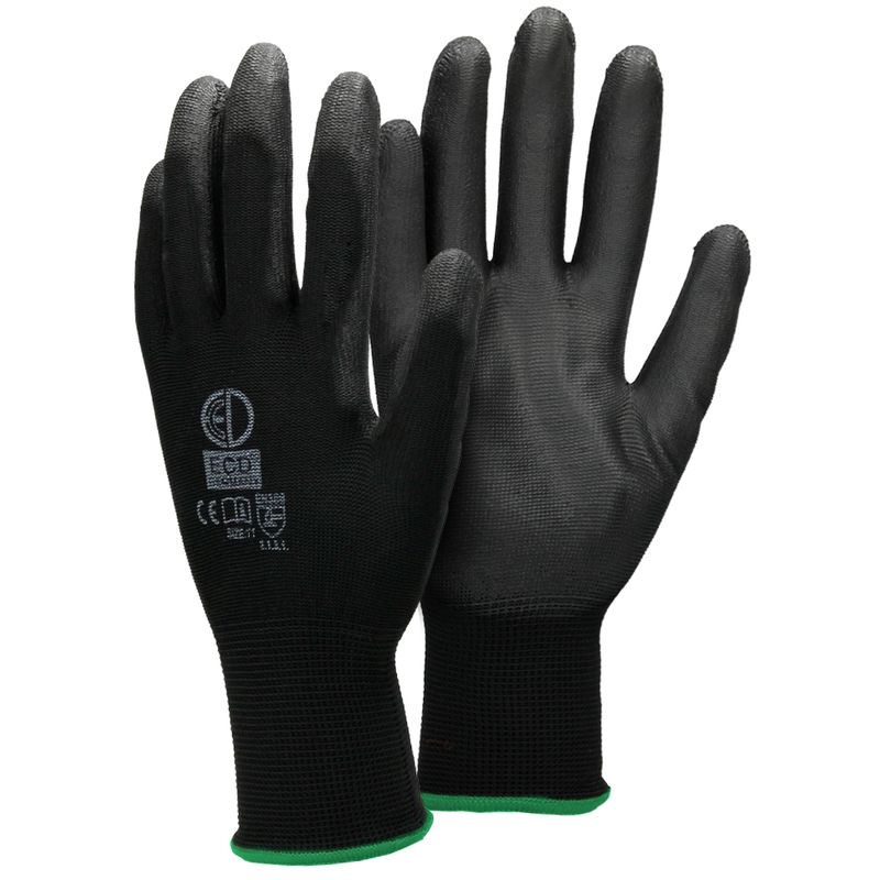 

ECD Germany 4 Pares Guantes de trabajo con revestimiento de PU Talla 11-XXL, Nylon Color Negro, Guantes de protección Ideal para Constructores,