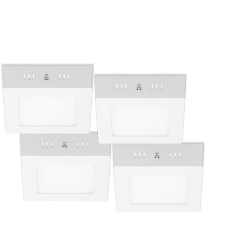 

4 x Plafón LED 12W AC 220-240V 679 Lumen 170 x 170 mm Ángulo 160 ° IP53 Blanco frío Angular - Ecd Germany