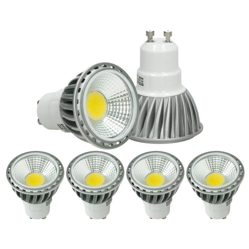 

4 x LED Spot regulable 6W COB GU10 - Equivale 40W Halógeno - 220-240V - Ángulo de haz de 60 ° - 321 lúmenes - 4000K Blanco neutro - Lámpara de foco