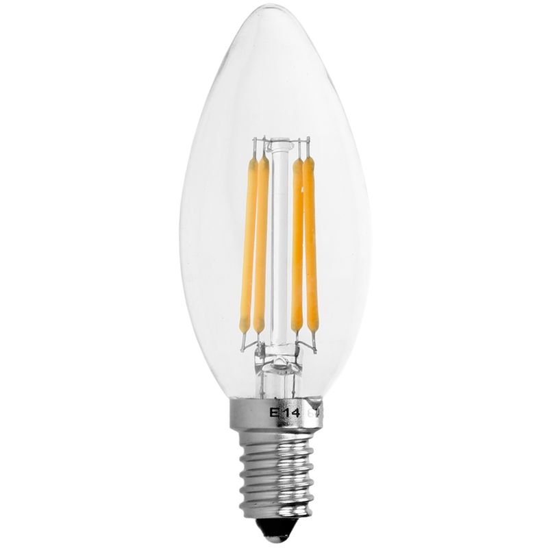 

ECD Germany 4 x LED Vela Filamento E14 4W 414 Lumen 120 ° Ángulo de haz AC 220-240V aproximadamente 20W bombilla incandescente blanco cálido