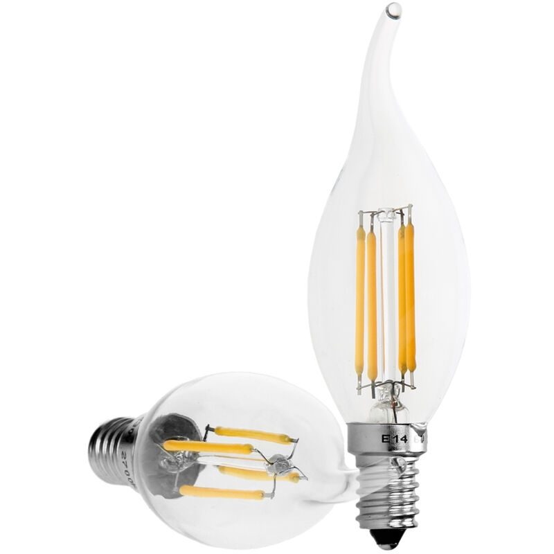 

ECD Germany 4 x Viento de viento LED Vela Filamento E14 4W 414 Lumen 120 ° Ángulo de haz AC 220-240V aproximadamente 20W Bombilla blanco cálido