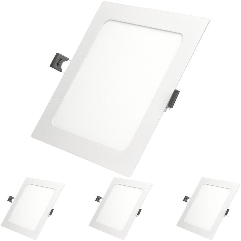 

4x Lampara de techo empotrable cuadrada 12W - Blanco frío 6500K - 735 lúmenes Ø22cm - panel extraplano de techo - Ecd Germany