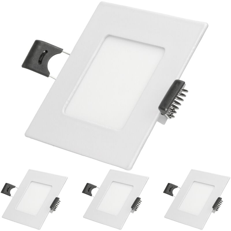 

4x Lampara de techo empotrable cuadrada 3W - Blanco frío 6500K - 131 lúmenes Ø22cm - panel extraplano de techo - Ecd Germany