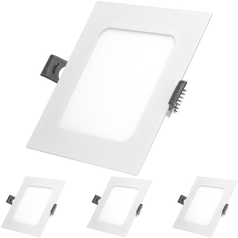 

4x Lampara de techo empotrable - cuadrada - 6W - Blanco neutro 4000K - 324 lúmenes Ø22cm - panel extraplano de techo - Ecd Germany