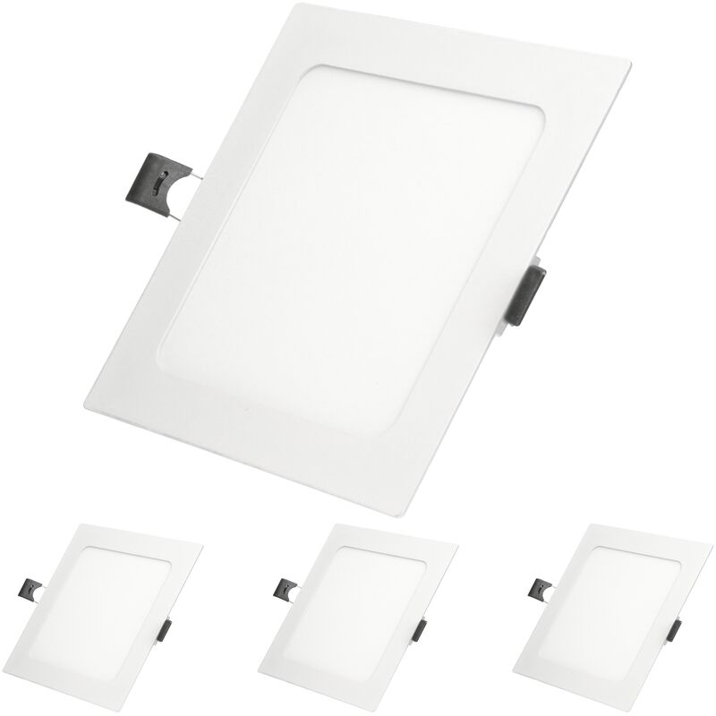 

4x Lampara de techo empotrable - cuadrada - 9W - Blanco neutro 4000K - 697 lúmenes Ø22cm - panel extraplano de techo - Ecd Germany