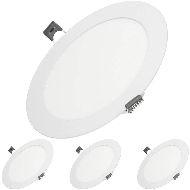 

4x Lámpara de techo empotrable redonda 12W - Blanco cálido 3000K- 689 lúmenes Ø17cm - panel ultradelgado de techo - Ecd Germany
