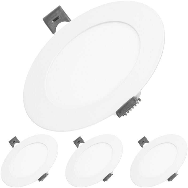 

4x Lámpara de techo empotrable redonda 6W - Blanco cálido 3000K - 312 lúmenes Ø12cm - panel ultradelgado de techo - Ecd Germany