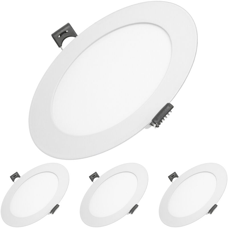 

4x Lámpara de techo empotrable redonda 9W - Blanco frío 6000K - 575 lúmenes Ø14.2cm - panel ultradelgado de techo - Ecd Germany