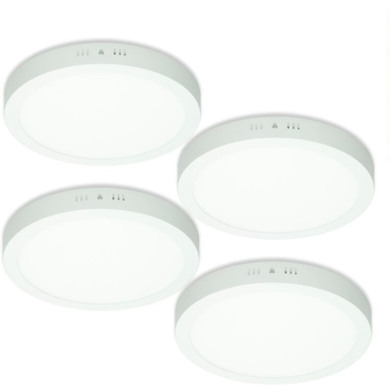 

4x Lámpara de techo LED redonda 18W AC 220-240 V 1121 - Ø 220 mm 160 ° ángulo - Blanco neutro IP53 - 1179 lumens - Ecd Germany