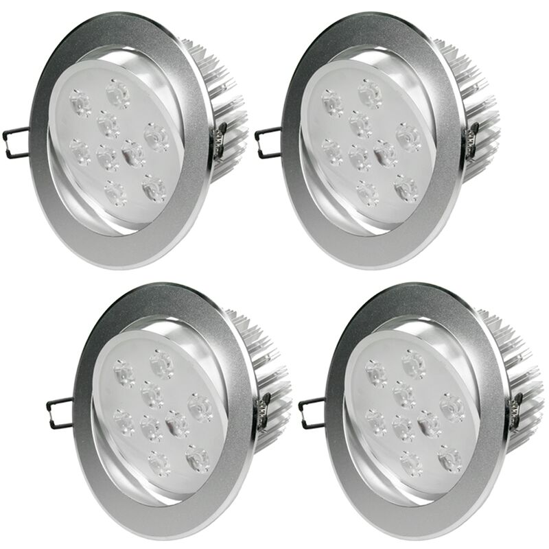 

4x LED Spot regulable 9W 230V - IP44 - Ø13.5cm redondo - 632 lúmenes - Giratorio 30 ° - Blanco cálido 3000K - LED empotrable - Ecd Germany