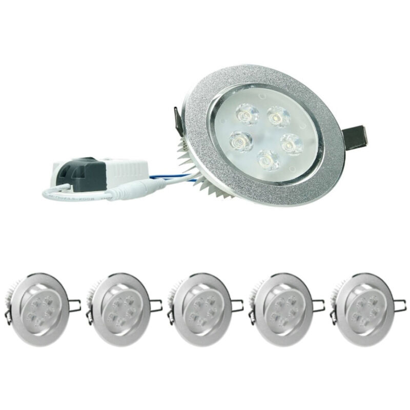 

5 x 5W 220-240V Ø11cm Proyector LED integrado DIMMBAR Regulable aprox. 353 lúmenes blanco frío lámpara redonda 6000K - Ecd Germany