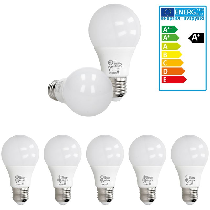 

ECD Germany 5 x LED Bombilla globo LED 9W E27 - 3000 Kelvin - Ángulo de haz 270 ° - 589 lúmenes - Blanco cálido - 220-240 V - EEK A + - Bombillas