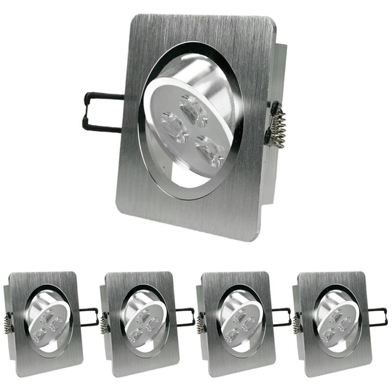 

5 x LED foco empotrable LED 3W 230V - Regulable - Cuadrado 92 x 92 mm - 234 lúmenes - Blanco frío 6000K - Giratorio 30 ° - IP44 - Luminaria empotrada
