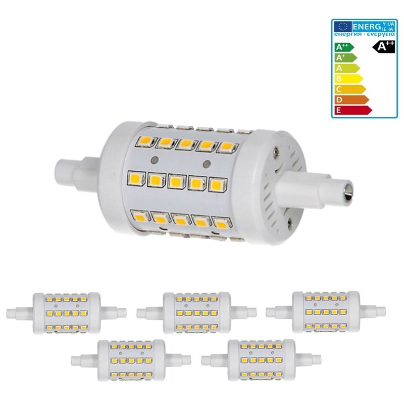 

5 x R7S Luminarias LED 7W 78mm 700 Lumen AC86-265V Ángulo de haz 360 ° reemplaza bombilla halógena de 45W blanco frío no regulable - Ecd Germany