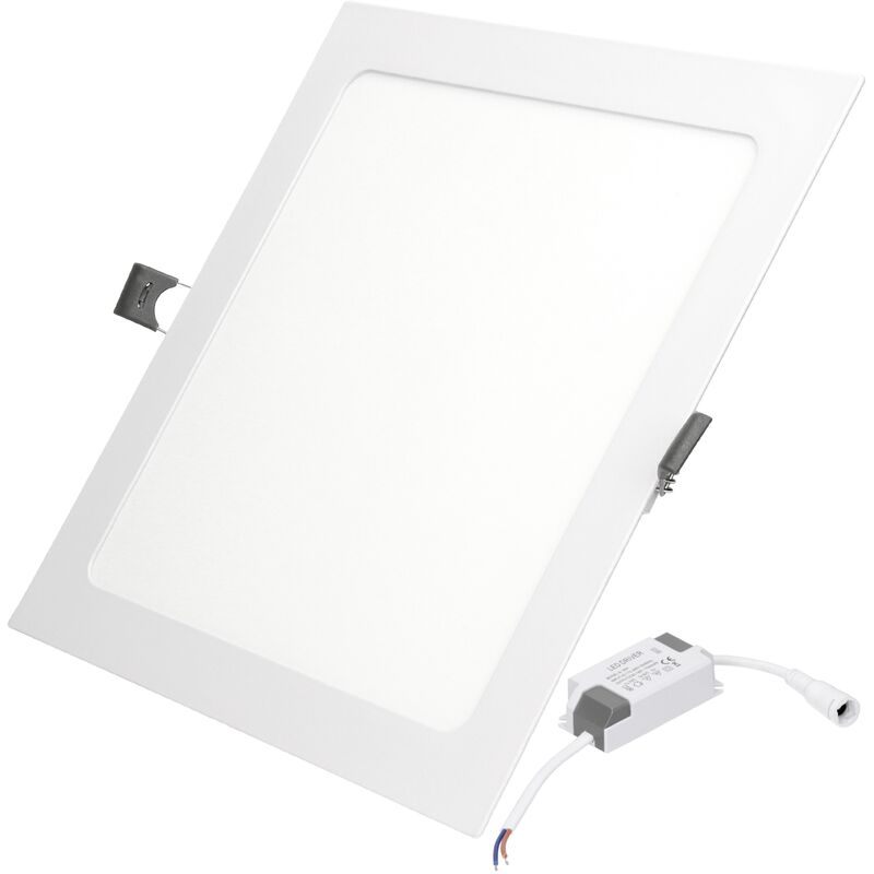

50 x Panel LED SMD 2835 empotrable plafón cuadrado 18W blanco frío 6000K 1213 lúmenes protección IP44 no regulable 220-240 voltios AC clase