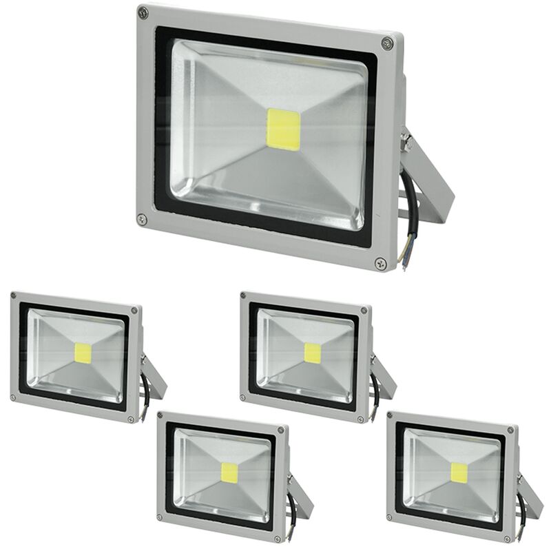 

5x Focos reflectores con sensor de movimiento LED 20W - resistente al agua - 1200 lúmenes - 6000K Blanco frío - Clase de protección IP65 - proyector