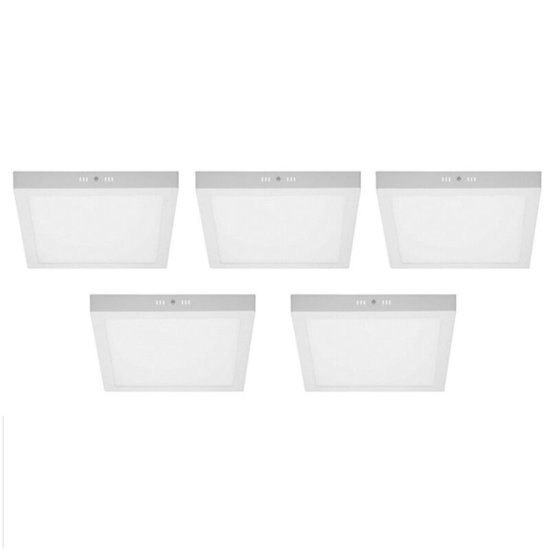 

5x Lampara de techo empotrable 18W - cuadrada - Blanco frio 6000K - IP53 - LxAn: 220 x 220 mm - 1209 lúmenes - Proyector empotrado LED - Ecd Germany