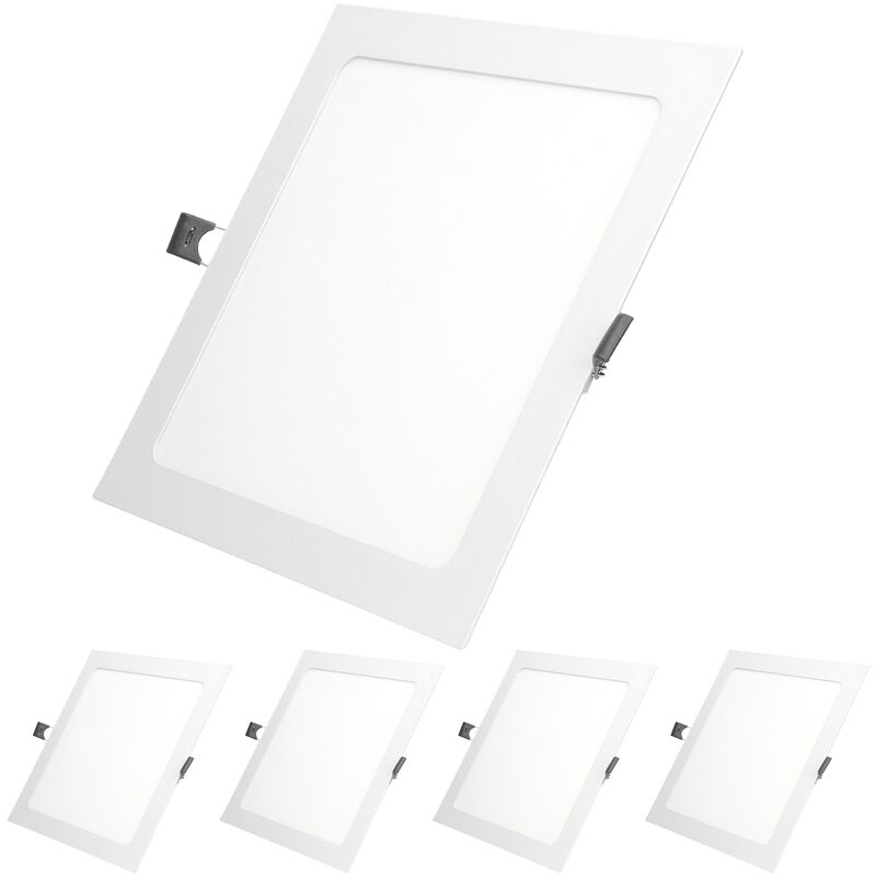

5x Lampara de techo empotrable - cuadrada - 18W - Blanco cálido 3000K - 1123 lúmenes - panel extraplano de techo - Ecd Germany