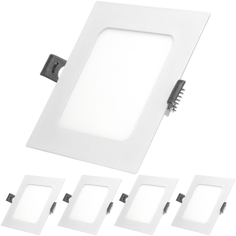 

5x Lampara de techo empotrable - cuadrada - 6W - Blanco frío 6500K - 332 lúmenes Ø22cm - panel extraplano de techo - Ecd Germany