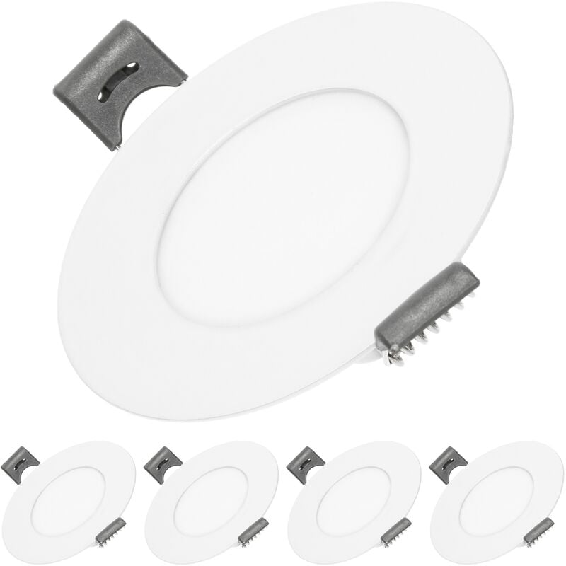 

5x Lámpara de techo empotrable redonda 3W - Blanco cálido - 129 lúmenes Ø8,5cm - panel ultradelgado de techo - Ecd Germany