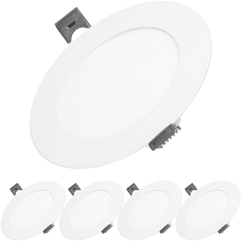 

5x Lámpara de techo empotrable redonda 6W - Blanco cálido 4000K - 324 lúmenes Ø12cm - panel ultradelgado de techo - Ecd Germany