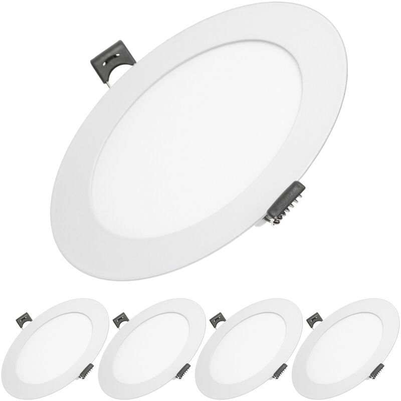 

5x Lámpara de techo empotrable redonda 9W - Blanco neutro 4000K - 578 lúmenes Ø14.2cm - panel ultradelgado de techo - Ecd Germany