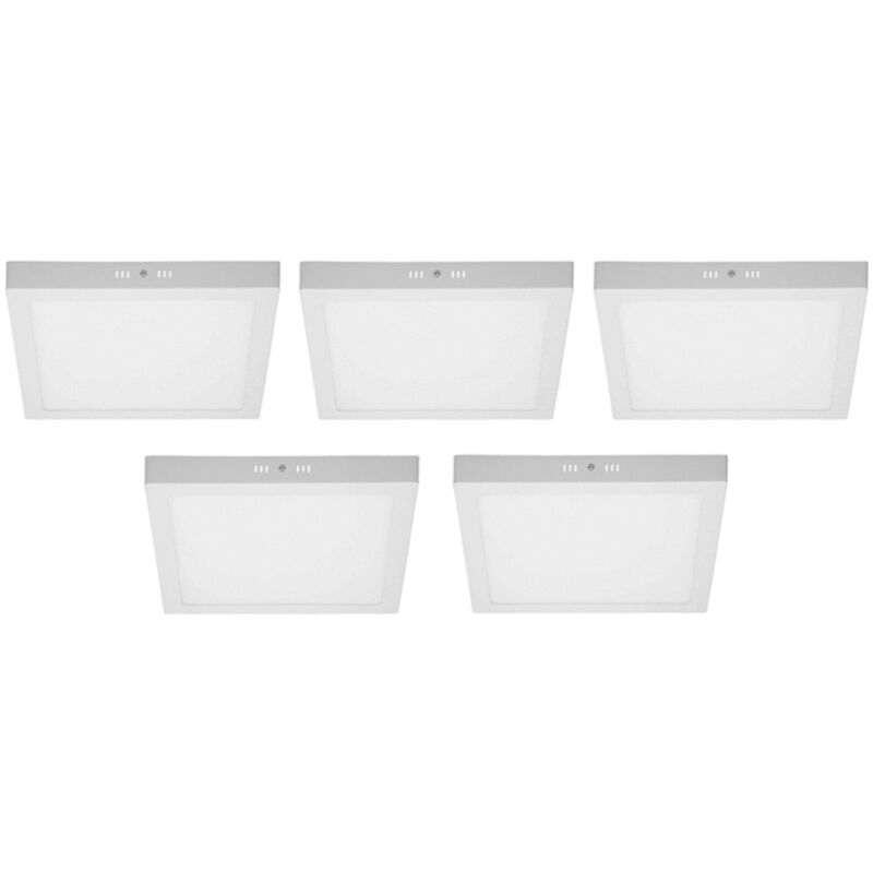 

5 x LED Plafón 24W AC 220-240V 1722 lúmenes 300 x 300 mm Ángulo de 160 ° IP53 Blanco Caliente angular - Ecd Germany