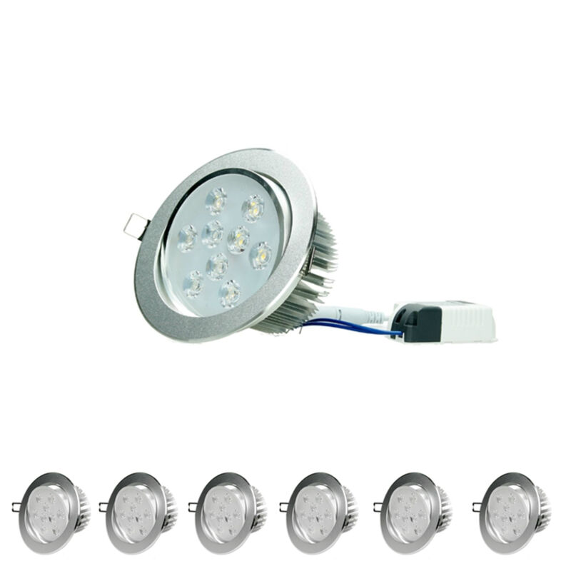 

6-Pack 9W 220-240V Ø13,5cm Proyector LED empotrable 621 Lumen blanco cálido 3000K Proyector - Ecd Germany