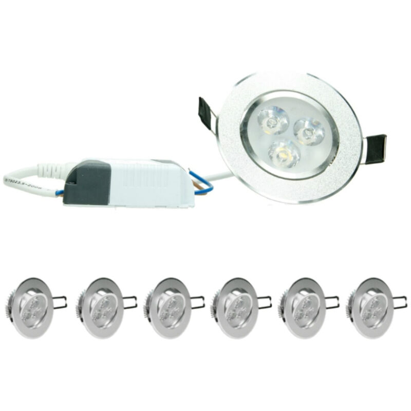 

6 x 3W 220-240 V Ø8,2cm Proyector LED incorporado DIMMBAR REGULABLE aprox. 226 lúmenes blanco frío lámpara redonda 6000K - Ecd Germany