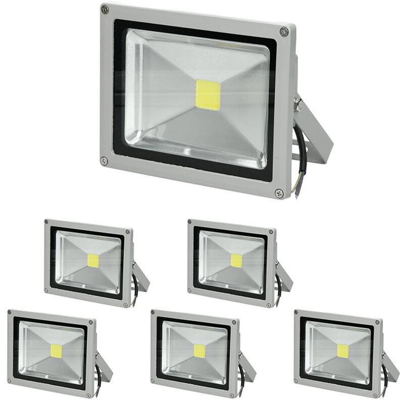 

6x Focos reflectores con sensor de movimiento LED 20W - resistente al agua - 1200 lúmenes - 6000K Blanco frío - Clase de protección IP65 - proyector
