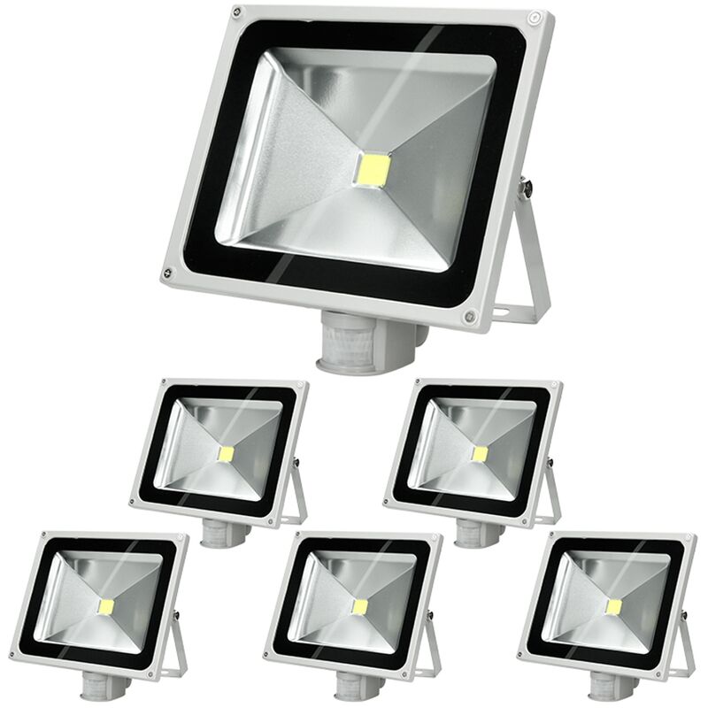 

ECD Germany 6x Focos reflectores con sensor de movimiento LED 50W - resistente al agua - 2585 lúmenes - 2800K Blanco cálido - Clase de protección