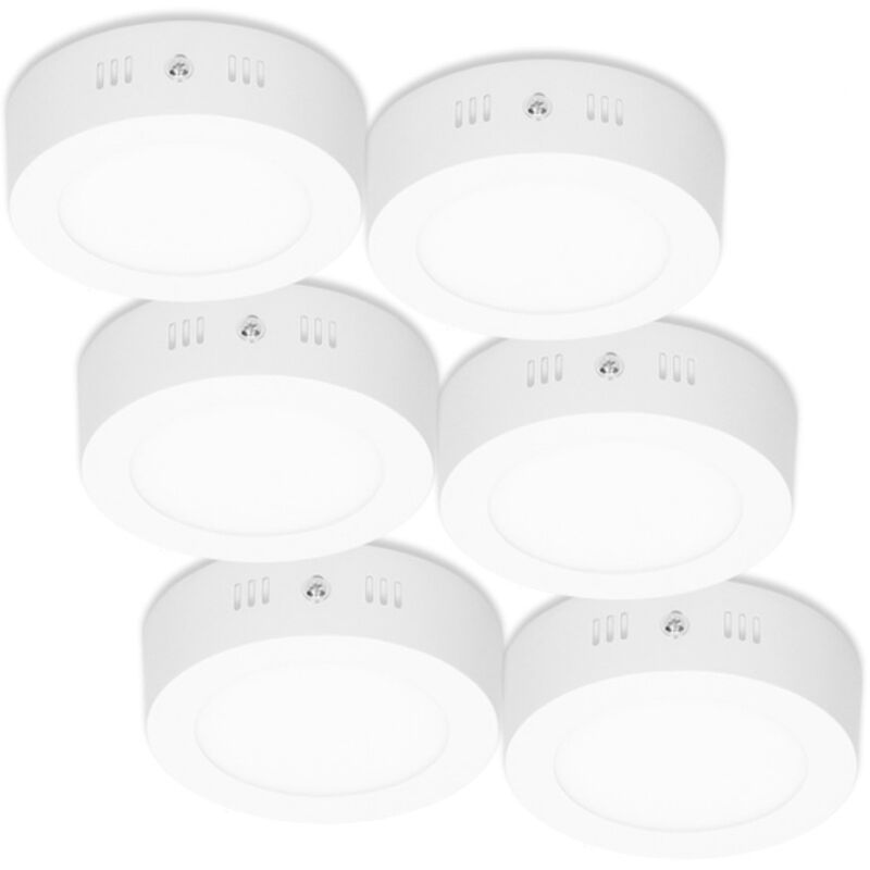 

6x Lámpara de techo LED redonda 6W - Ø 120 mm 160 ° ángulo - Blanco cálido IP53 - 322 lumens Ultrafino - Ecd Germany