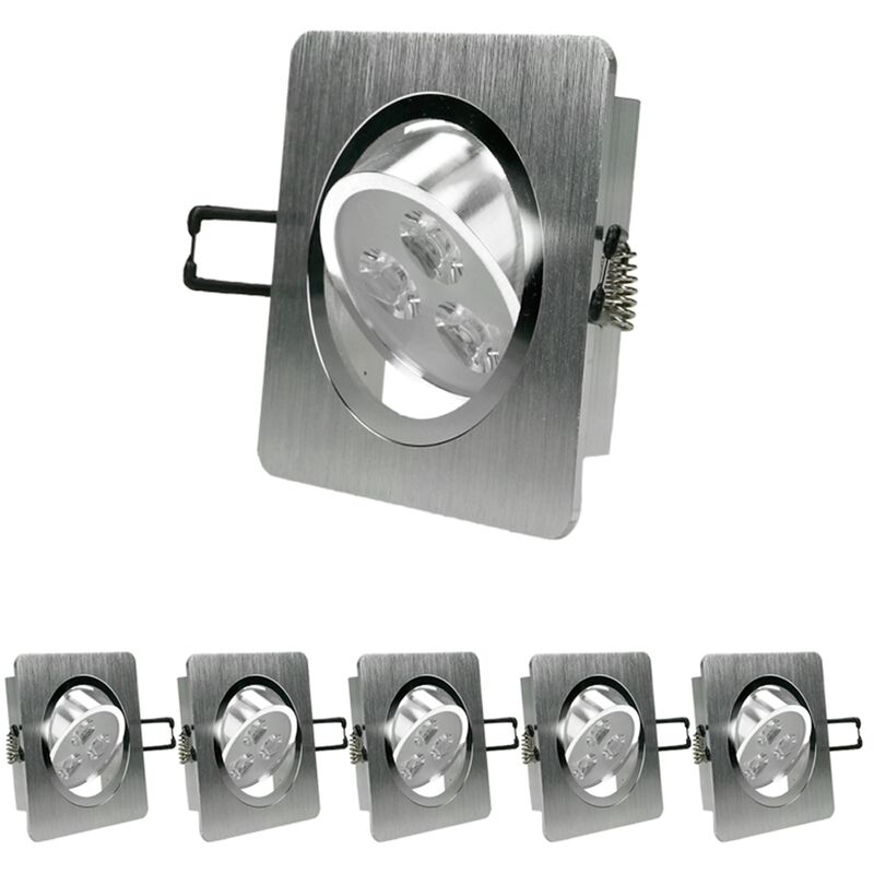 

6x LED Spot 3W 230V - IP44 - Cuadrado 92 x 92 mm - 245 lúmenes - Blanco frío 6000K - Giratorio 30 ° - Blanco frío 6000K - LED empotrable - Ecd Germany